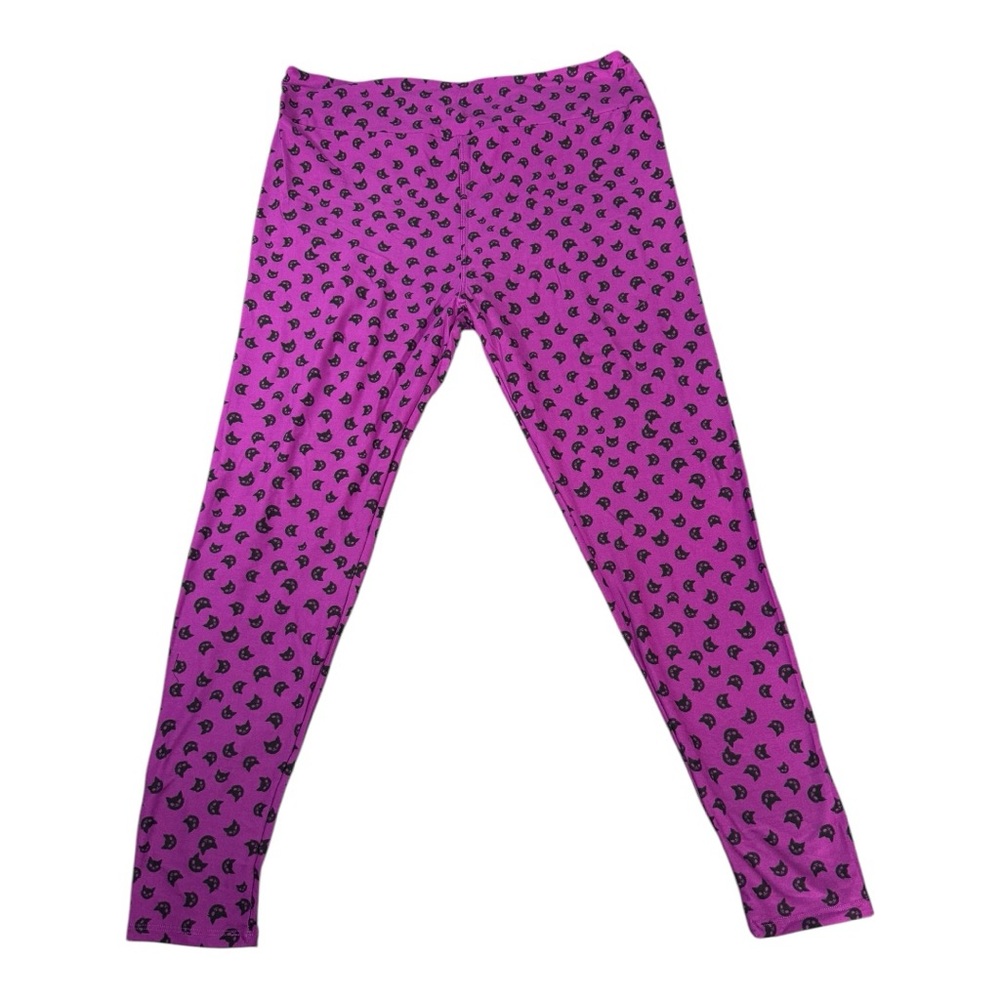 NEW LulaRoe LLR Purple & Black Cat Halloween TC2 Plus Size Leggings 20-26